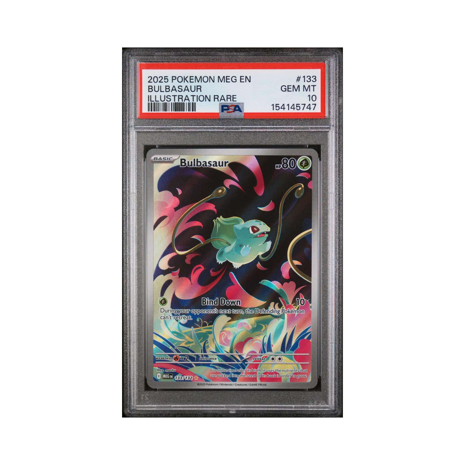 2025 Pokemon Mega Evolution Bulbasaur #133 PSA 10 – Common Lands
