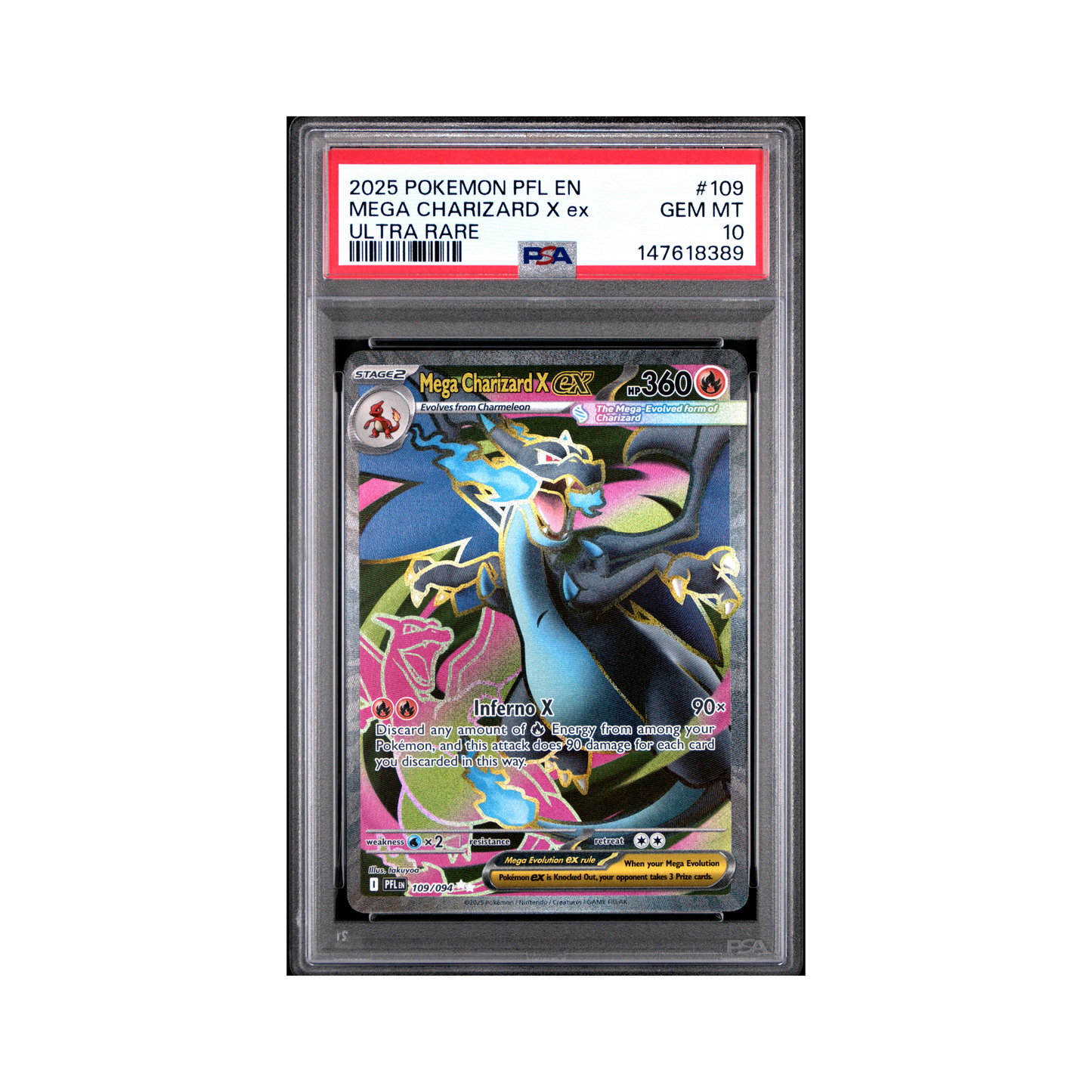 2025 Pokemon Phantasmal Flames Mega Charizard X ex #109 PSA 10