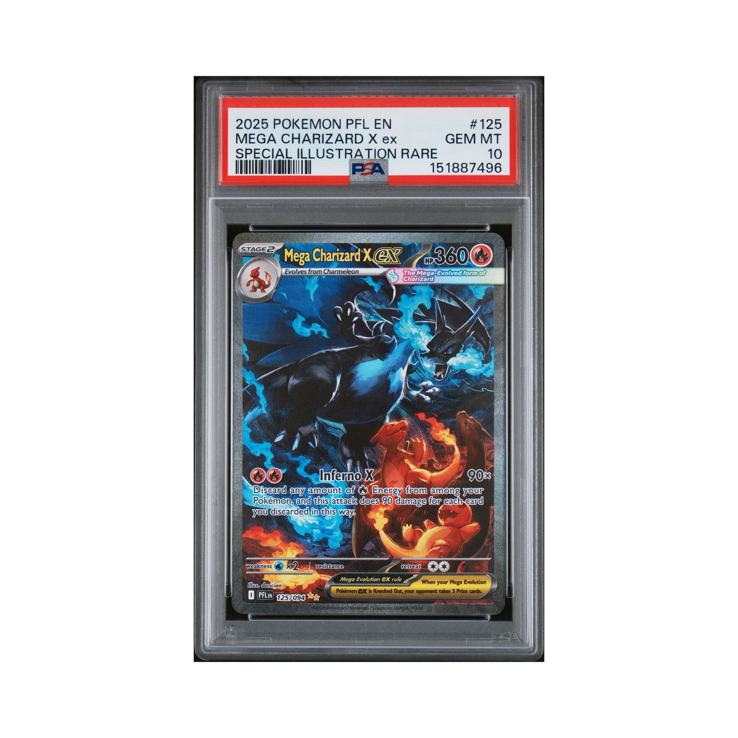 2025 Pokemon Phantasmal Flames Mega Charizard X ex #125 PSA 10
