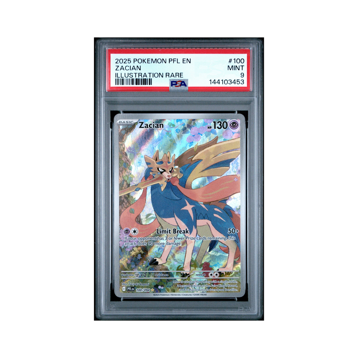 2025 Pokemon Phantasmal Flames Zacian #100 PSA 9