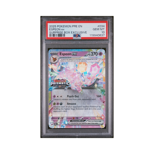 2025 Pokemon Pre Evolutions Surprise Box Promo Espeon EX #034 PSA 10