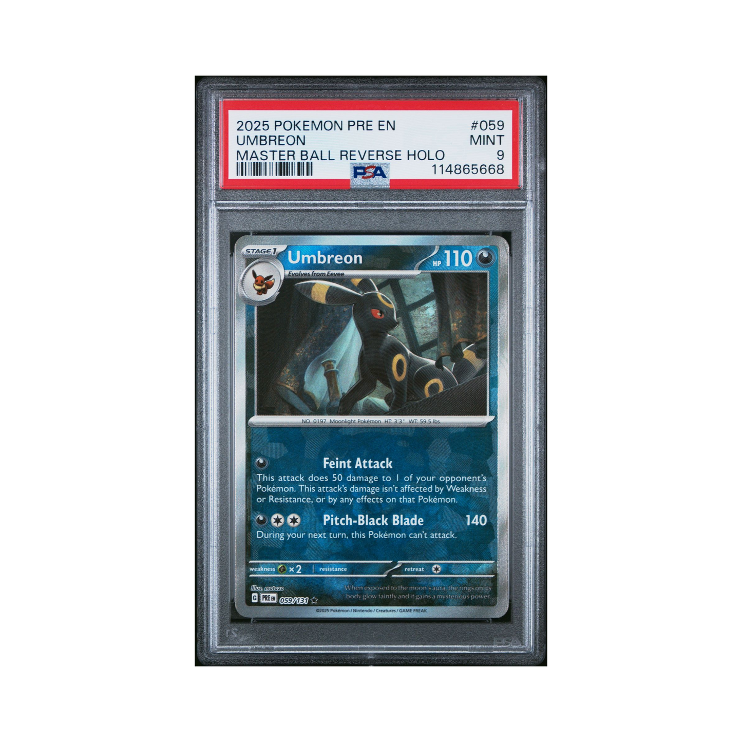 2025 Pokemon Prismatic Evolutions Umbreon #59 PSA 9
