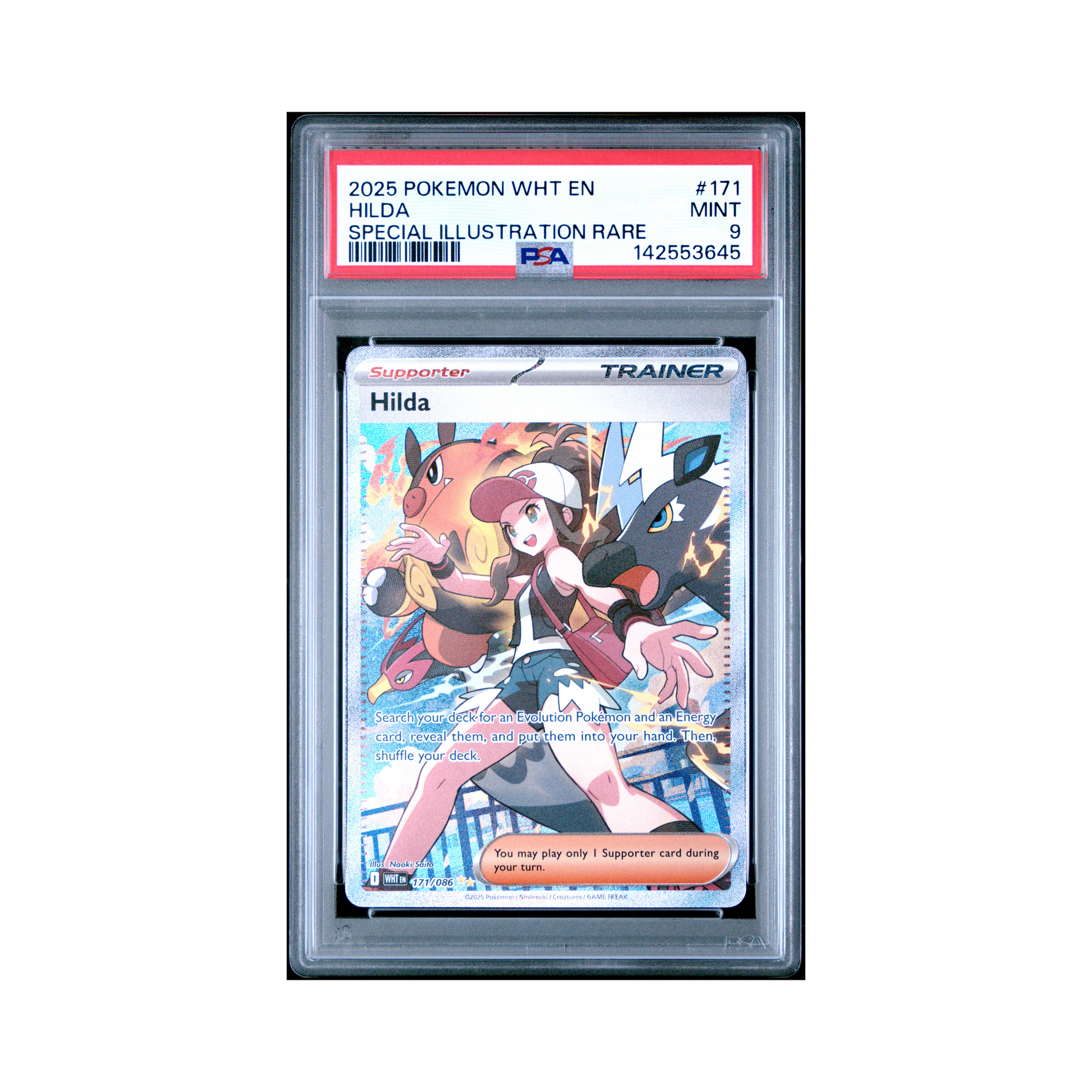 hilda card pokemon 2025 Pokemon Wht Flare Hilda #171 PSA 9 – Common Lands