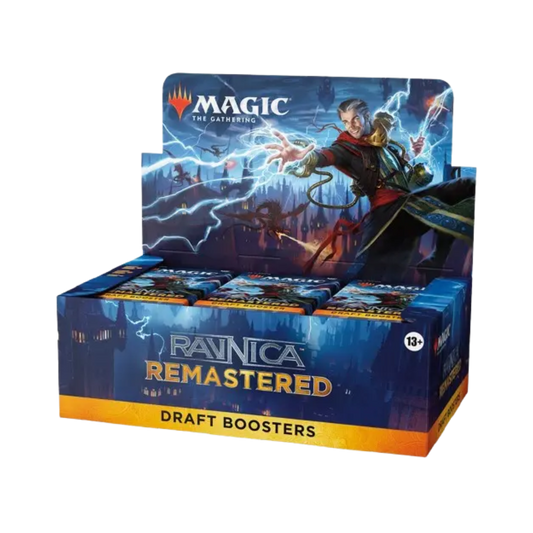 Sealed Magic: The Gathering Ravnica Remastered Draft Booster Box featuring 36 booster packs with guild-themed artwork