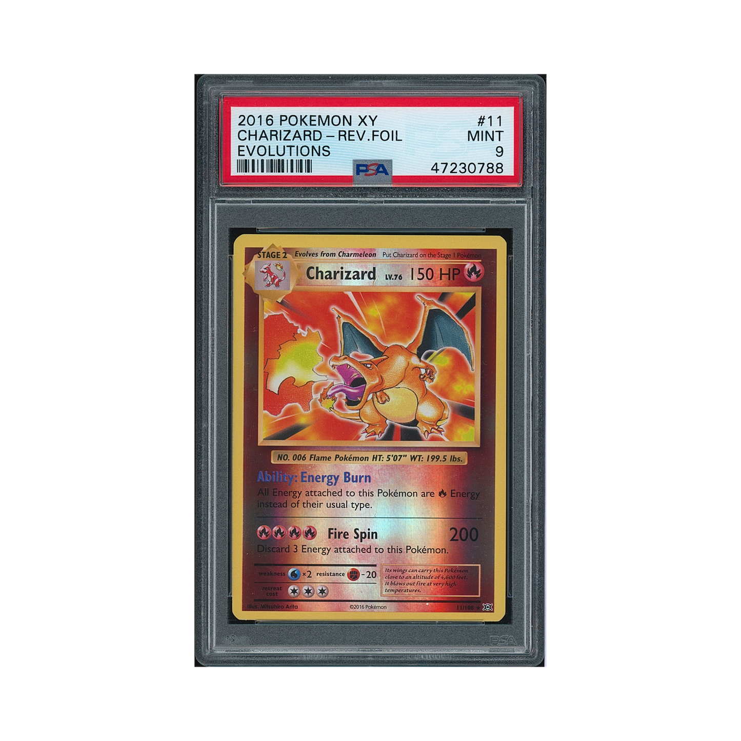 2016 Pokemon XY Evolutions Charizard(reverse Holo) #11 PSA 9