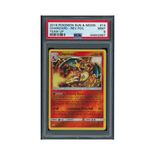2019 Pokemon Sun & Moon Team Up Charizard(reverse Holo) #14 PSA 9