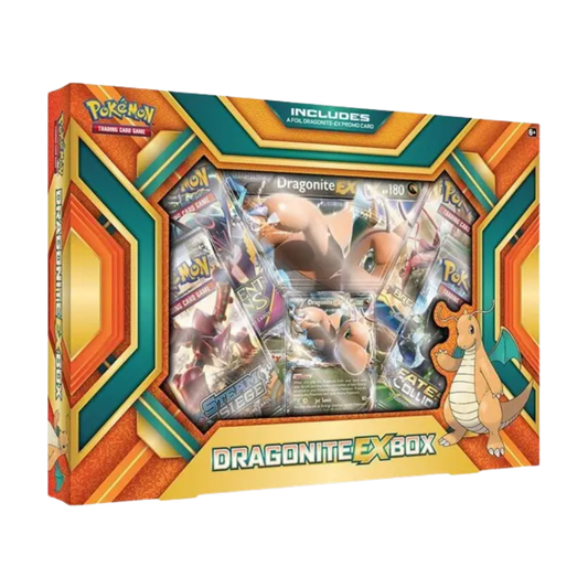 Sealed Pokémon TCG XY Dragonite EX Box with foil Dragonite EX promo card, jumbo card, and 4 booster packs in display packaging