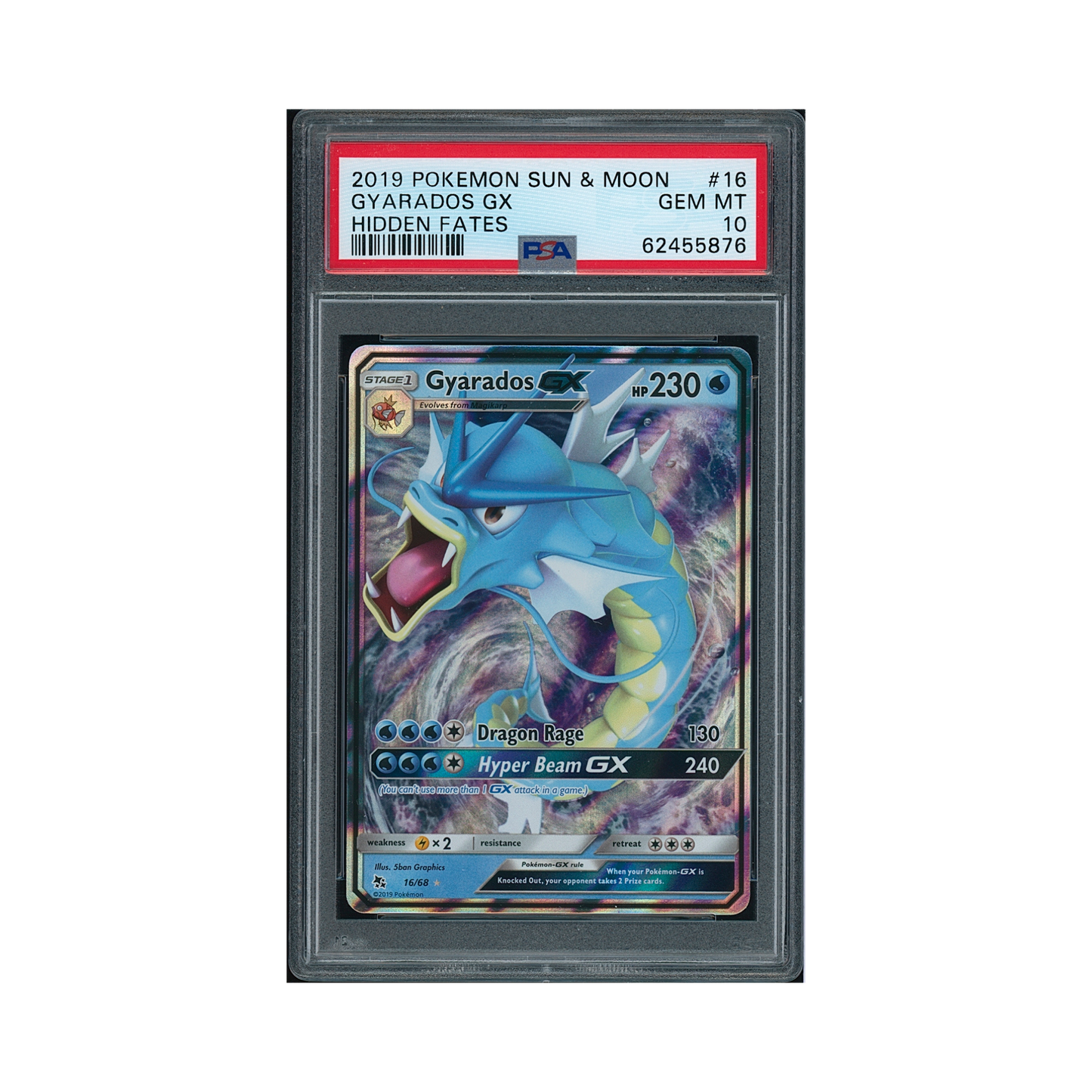 2019 Pokemon Sun & Moon Hidden Fates Gyarados GX #16 PSA 10