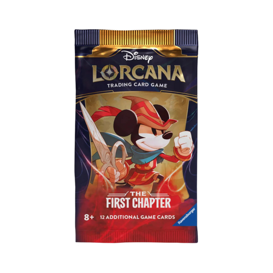 Sealed Disney Lorcana The First Chapter Booster Pack with 12 randomized cards in collectible character-themed packaging