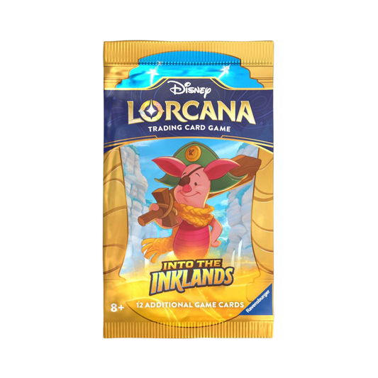 Sealed Disney Lorcana Into the Inklands Booster Pack with 12 randomized cards in collectible expansion packaging