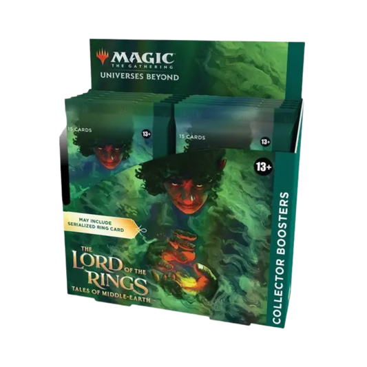 Sealed Magic: The Gathering Lord of the Rings Tales of Middle-earth Collector Booster Box with 12 premium packs featuring foil and showcase cards