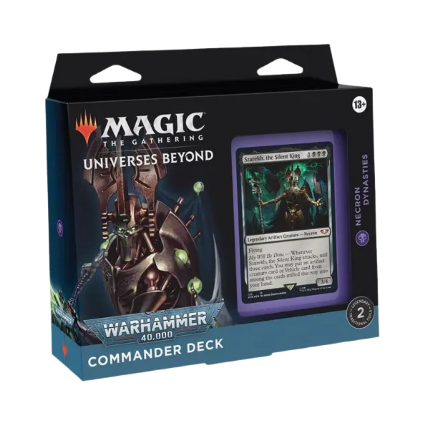Sealed MTG Necron Dynasties Commander Deck featuring Szarekh the Silent King, from Universes Beyond: Warhammer 40K crossover