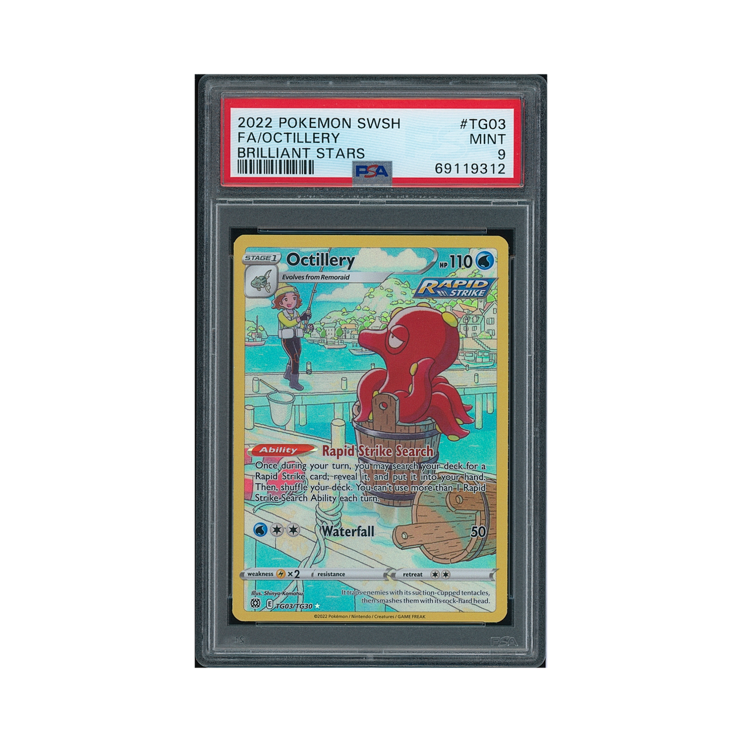 2022 Pokemon Sword & Shield Brilliant Stars Octillery #TG03 PSA 9