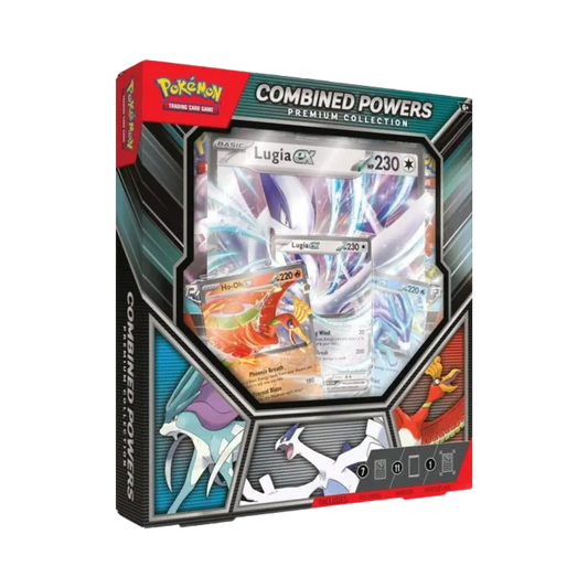 Sealed Pokémon Combined Powers Premium Collection with foil Legendary bird promo cards, Lugia ex, and 11 booster packs