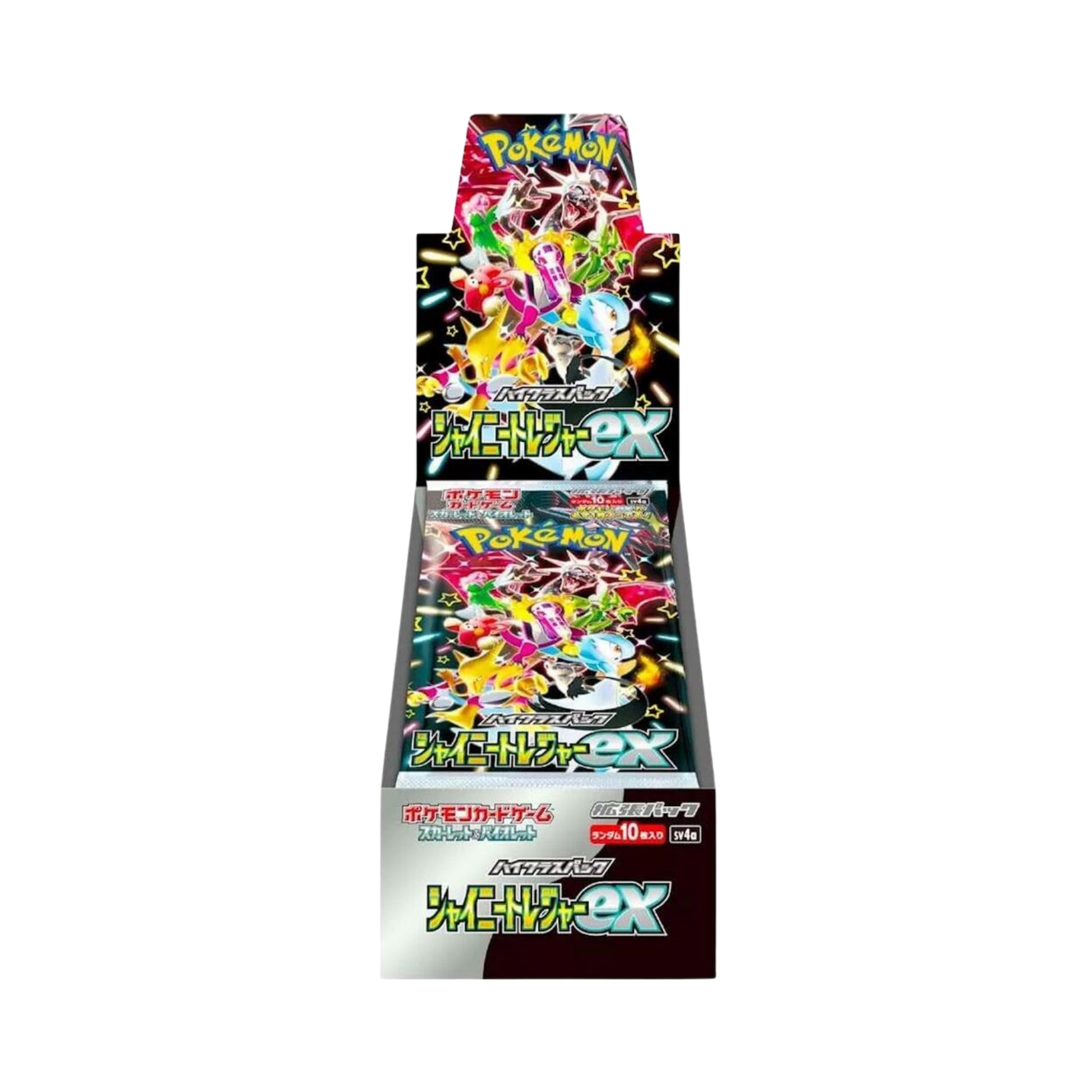 Sealed Pokémon Japanese Shiny Treasure ex High Class Booster Box with 10 packs from the SV4a Scarlet & Violet expansion featuring Shiny Pokémon