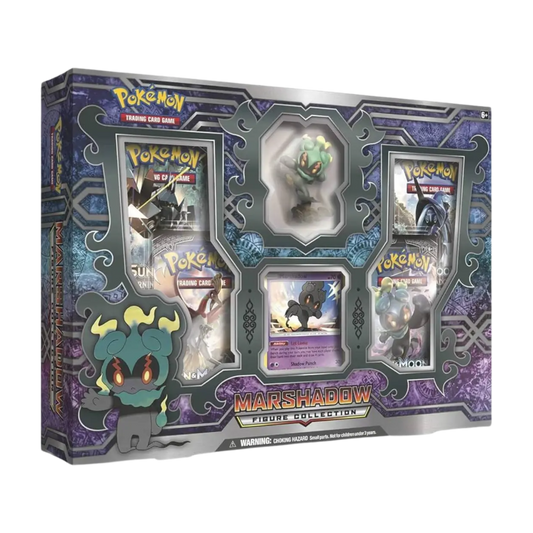 Sealed Pokémon Marshadow Figure Collection with foil promo card, collectible figure, and 4 booster packs