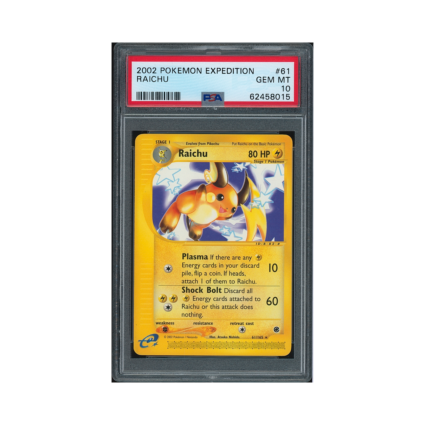 2002 Pokemon Expedition Raichu #61 PSA 10