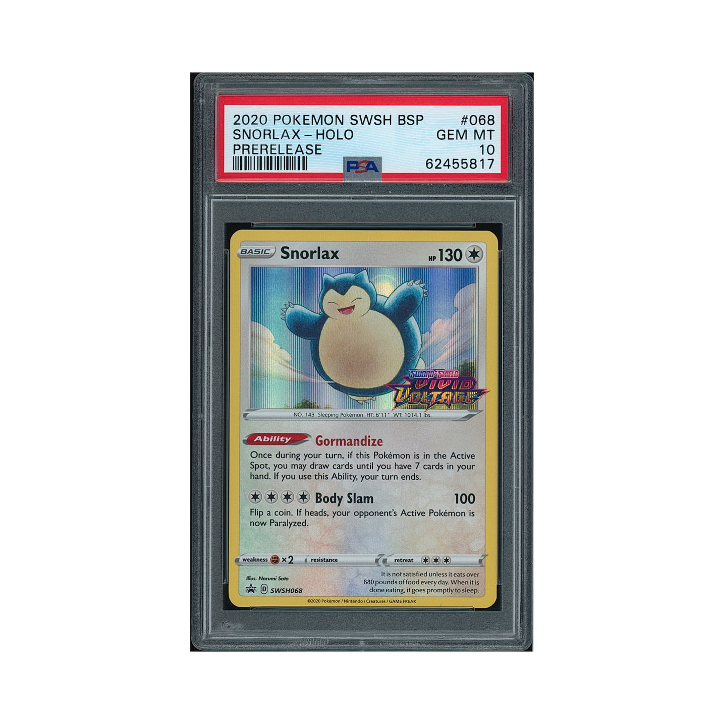 2020 Pokemon SWSH Black Star Promo Snorlax #068 PSA 10