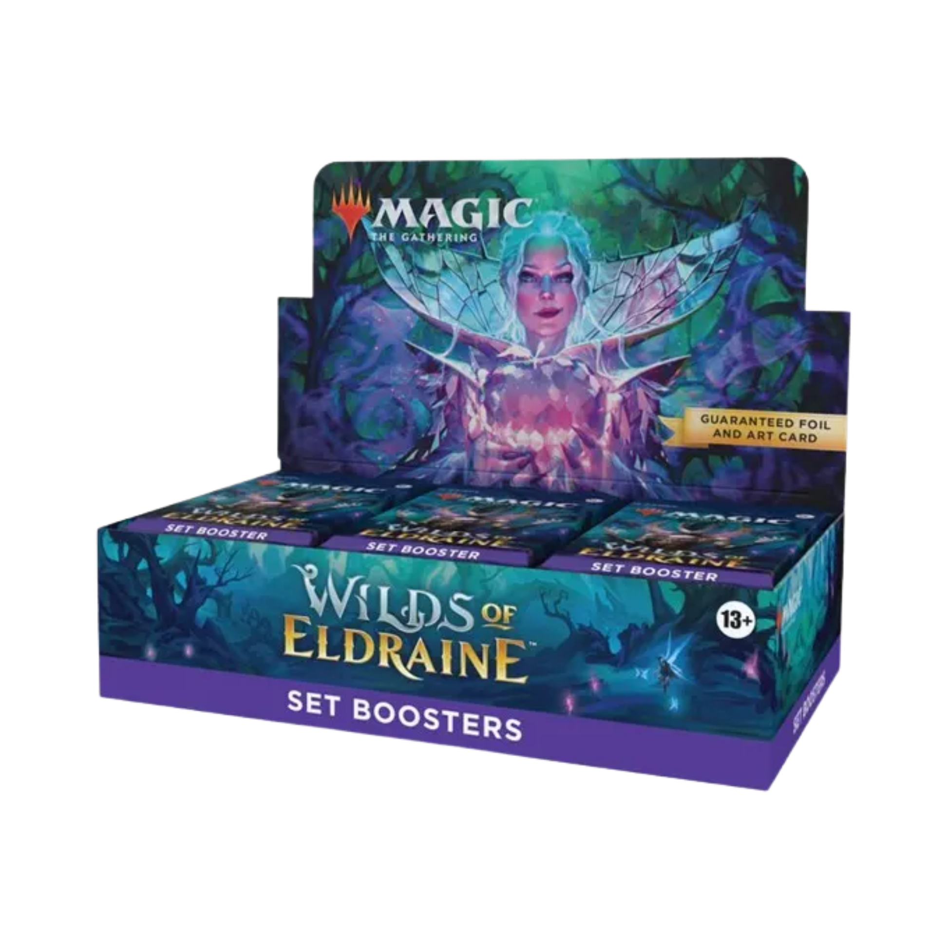 Sealed Magic: The Gathering Wilds of Eldraine Set Booster Box with 30 booster packs featuring fairy tale-themed fantasy artwork