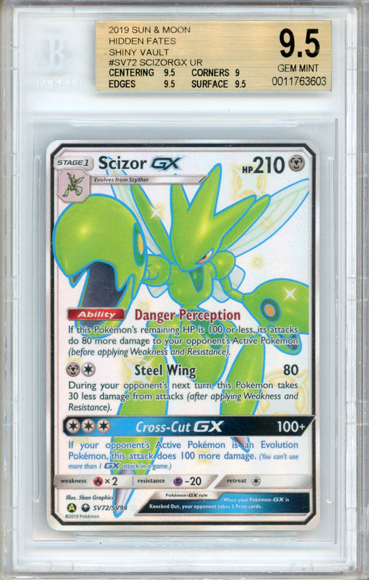 Pokemon Hidden Fates Shiny Vault Scizor-GX #SV72 BGS 9.5