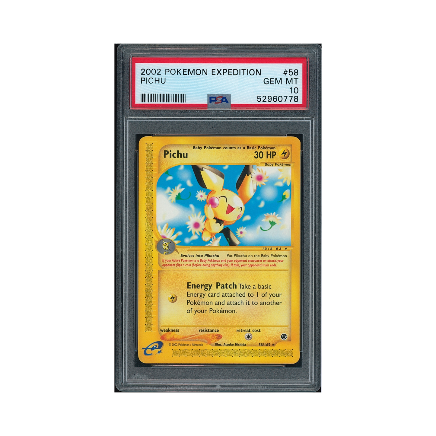 2002 Pokemon Expedition Pichu #58 PSA 10