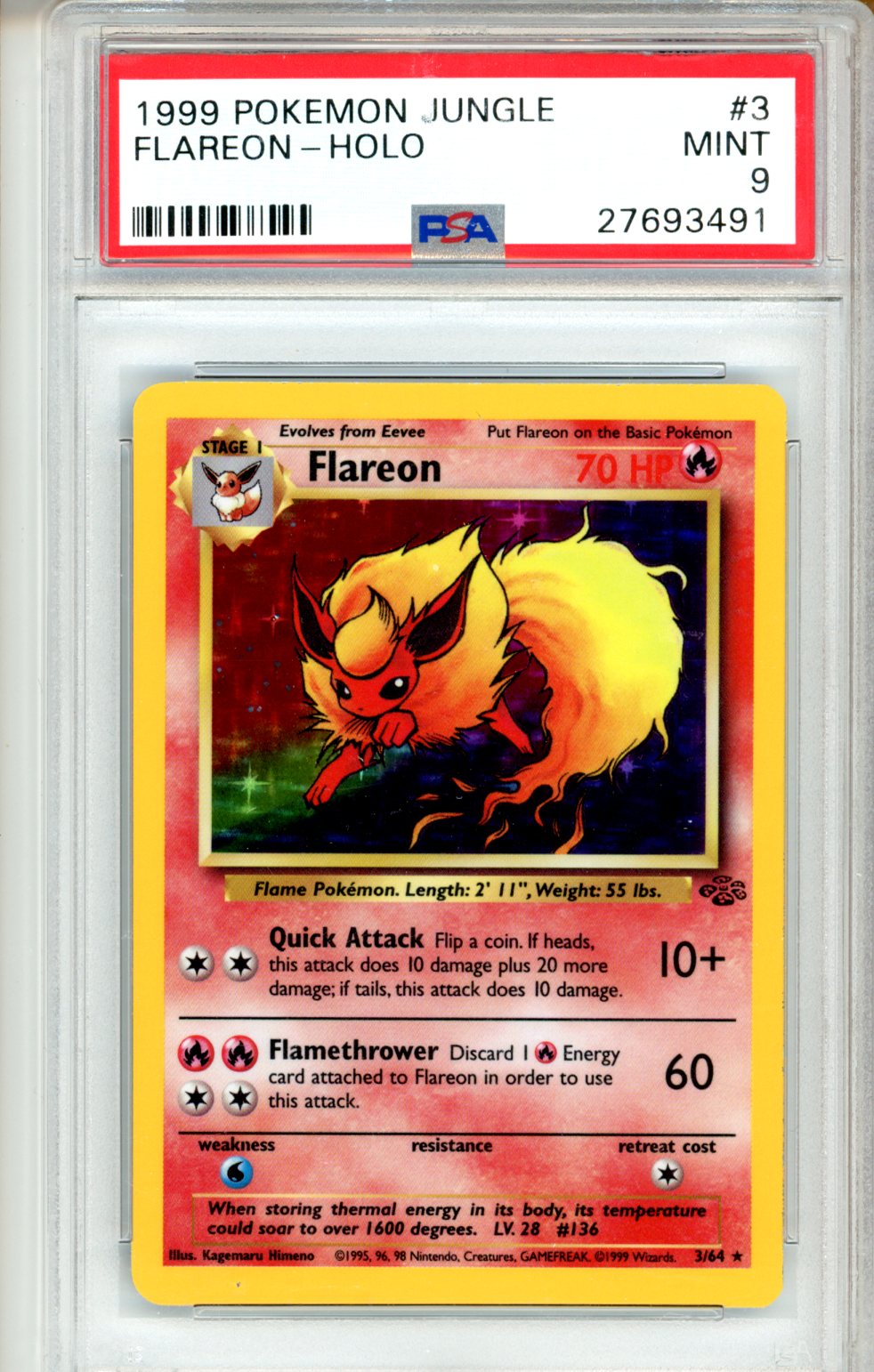 1999 Pokemon Jungle Flareon #3 PSA 9