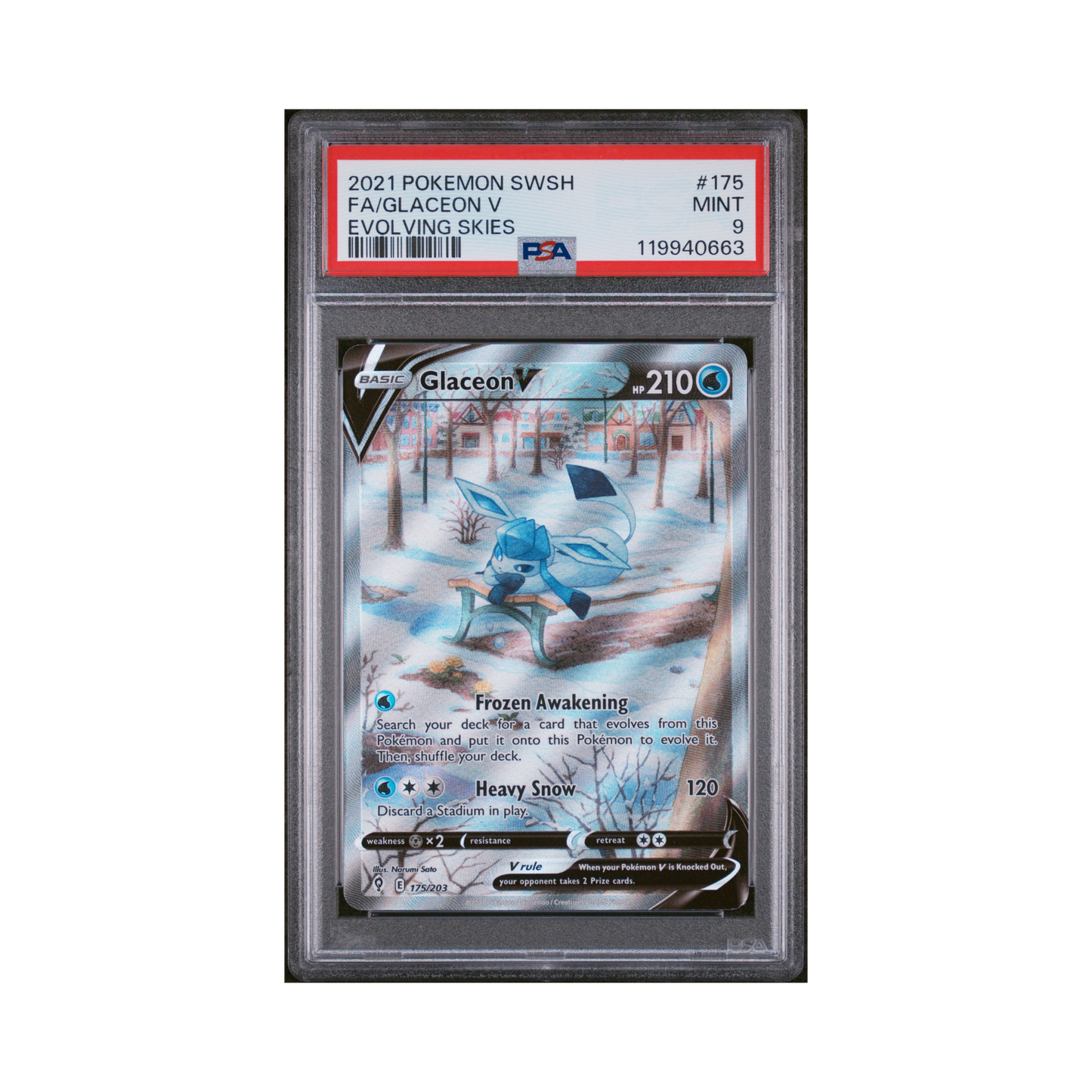 2021 Pokemon Sword & Shield Evolving Skies Glaceon V #175 PSA 9