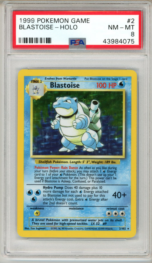 1999 Pokemon Base Blastoise #2 PSA 8