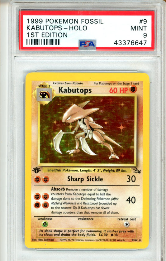 1999 Pokemon Fossil Kabutops #9 PSA 9