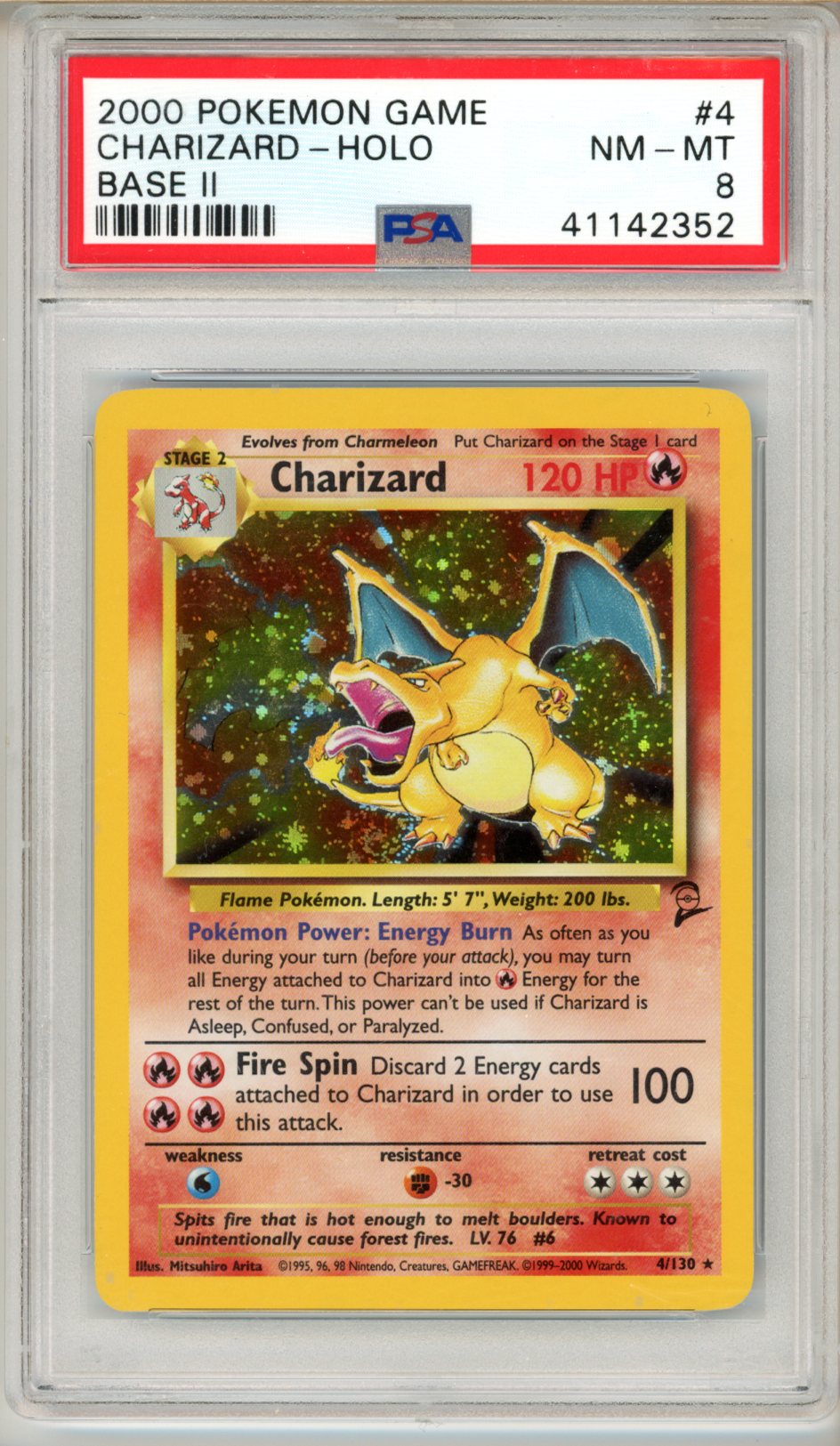2000 Pokemon Base Set 2 Charizard #4 PSA 8