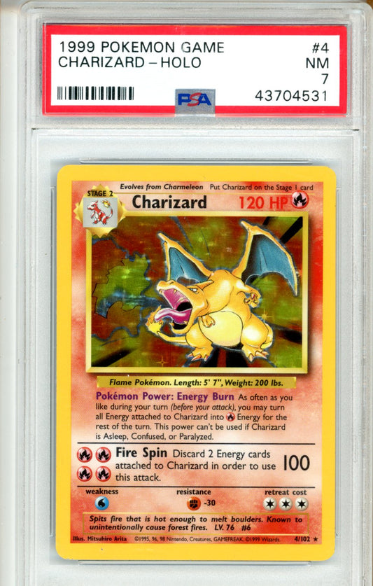 1999 Pokemon Base Charizard #4 PSA 7
