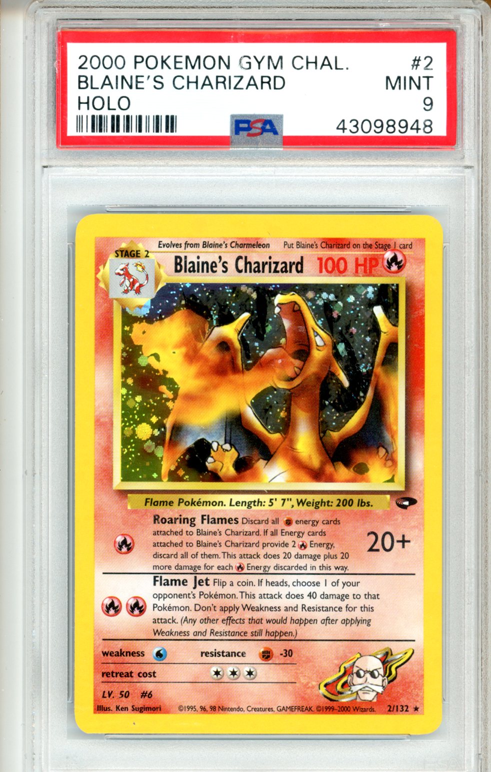 2000 Pokemon Gym Challenge Blaine's Charizard #2 PSA 9