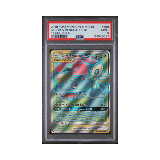 2019 Pokemon Sun & Moon Team Up Celebi & Venusaur GX #159 PSA 9