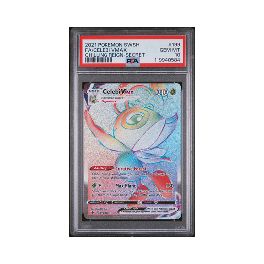 2021 Pokemon Sword & Shield Chilling Reign Celebi VMAX #199 PSA 10