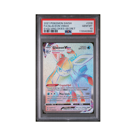 2021 Pokemon Sword & Shield Evolving Skies Glaceon VMAX #208 PSA 10