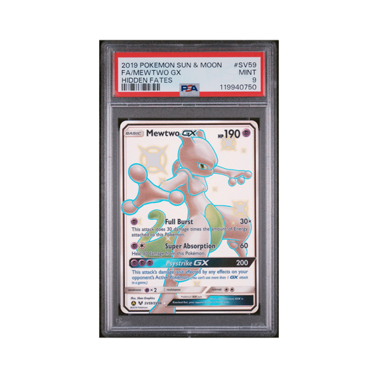 2019 Pokemon Sun & Moon Hidden Fates Mewtwo GX #SV59 PSA 9