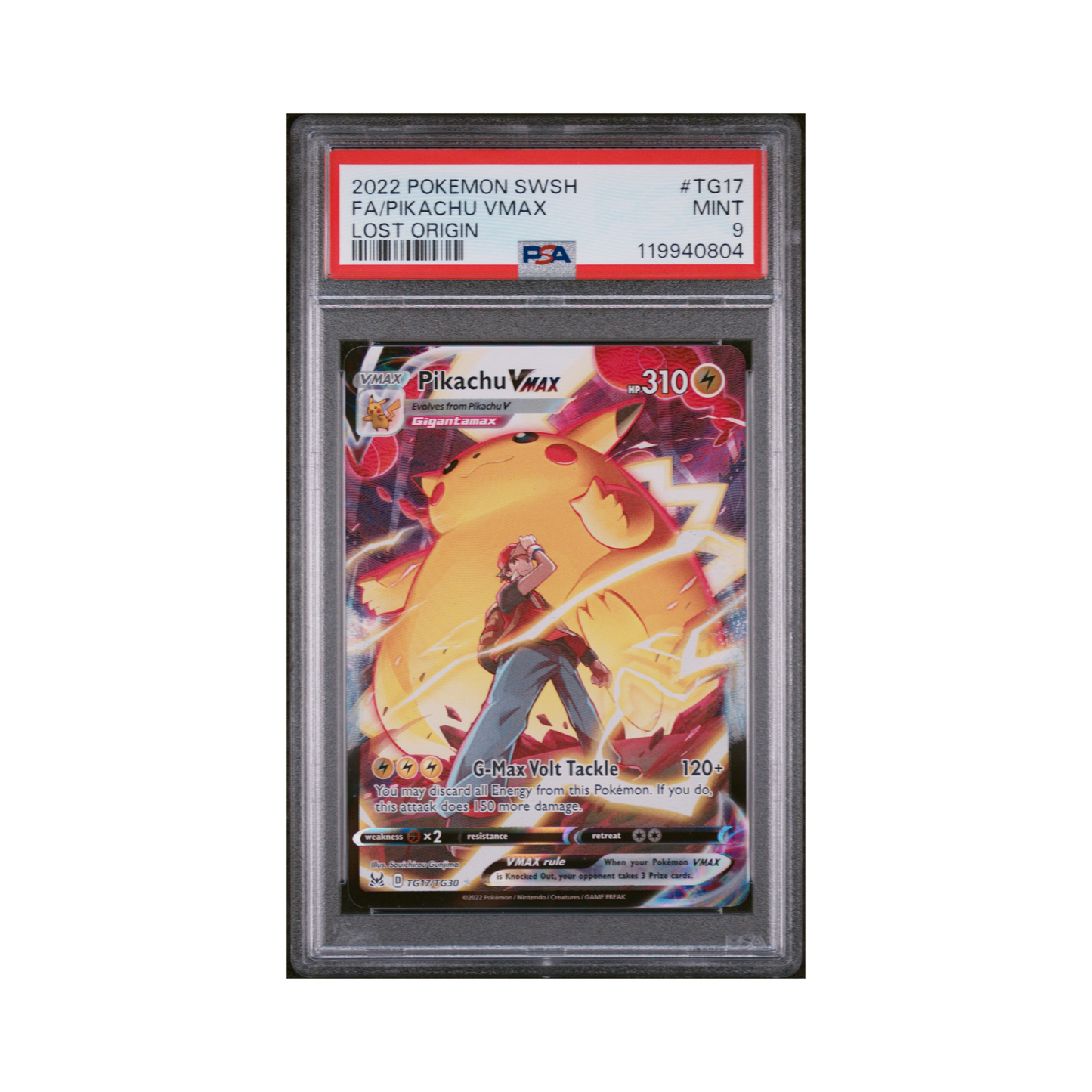 2022 Pokemon Sword & Shield Lost Origin Pikachu VMAX #TG17 PSA 9