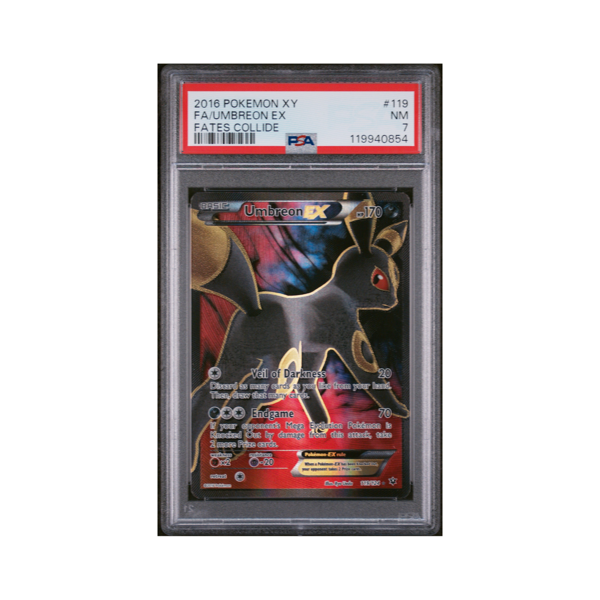 2016 Pokemon XY Fates Collide Umbreon EX #119 PSA 7 Common Lands 2016 Pokemon XY Fates Collide Umbreon EX #119 PSA 7 Common Lands