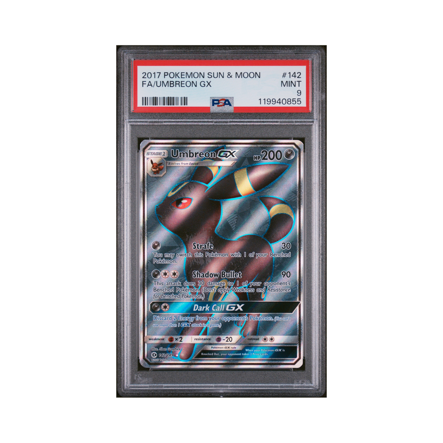 2017 Pokemon Sun & Moon Umbreon GX #142 PSA 9