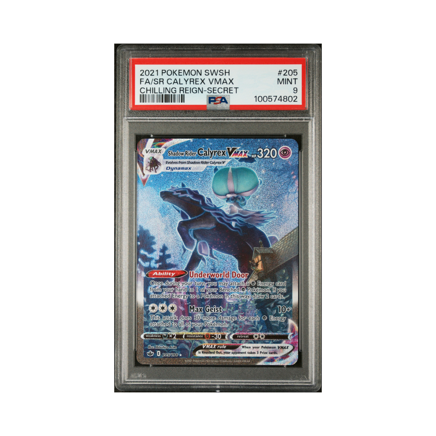 2021 Pokemon Sword & Shield Chilling Reign Sr Calyrex VMAX #205 PSA 9