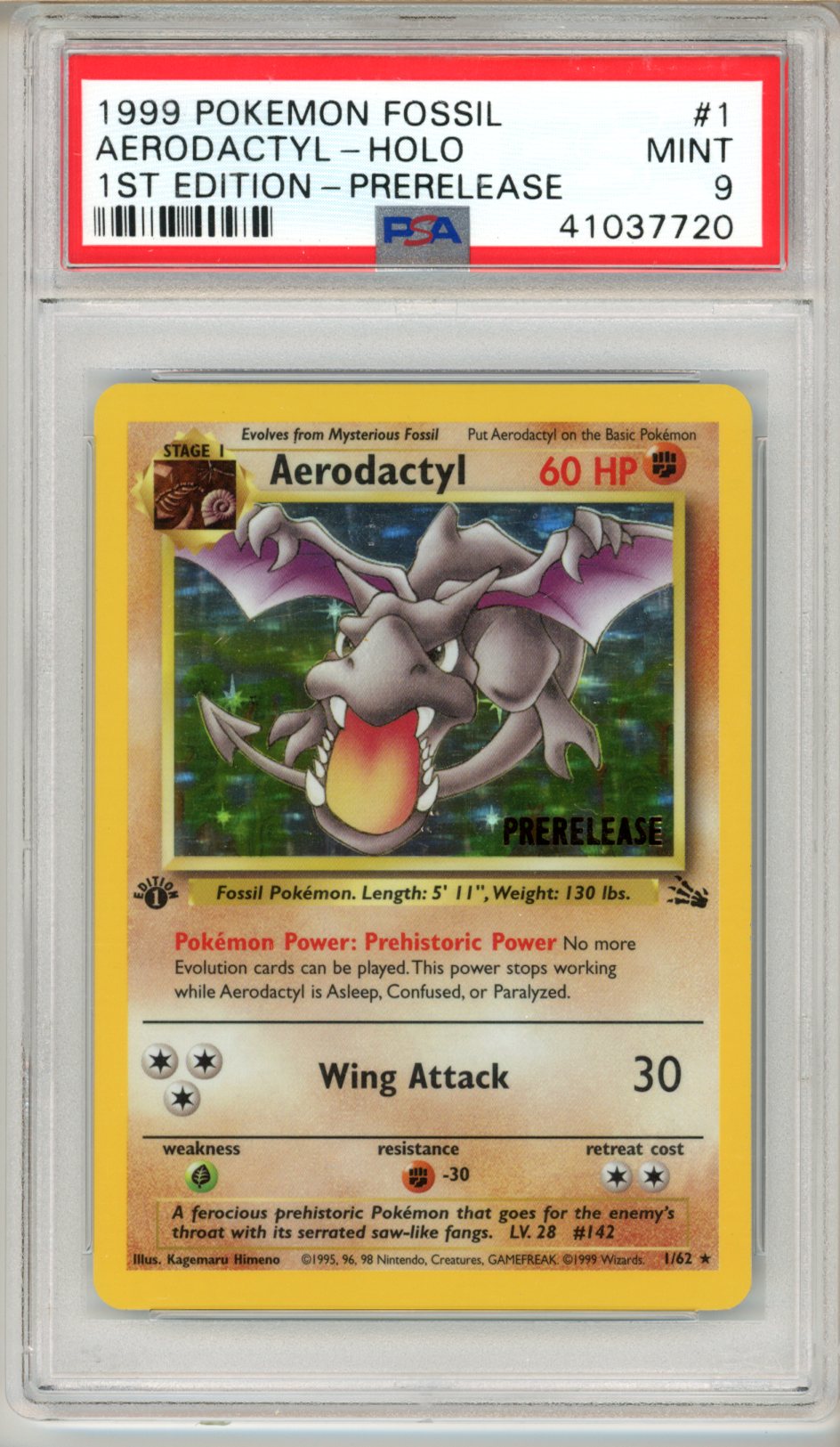 1999 Pokemon Fossil Aerodactyl #1 PSA 9