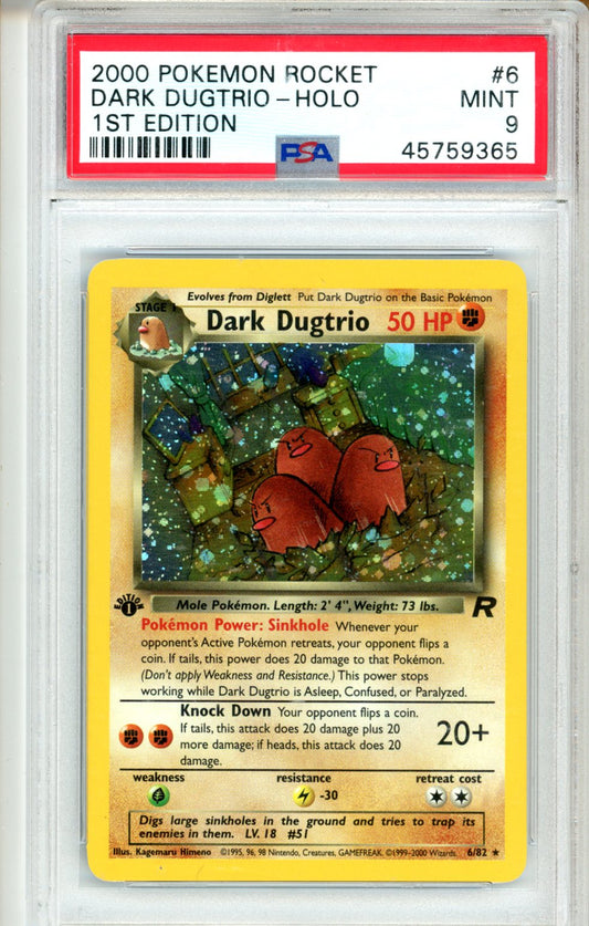 2000 Pokemon Team Rocket Dark Dugtrio #6 PSA 9